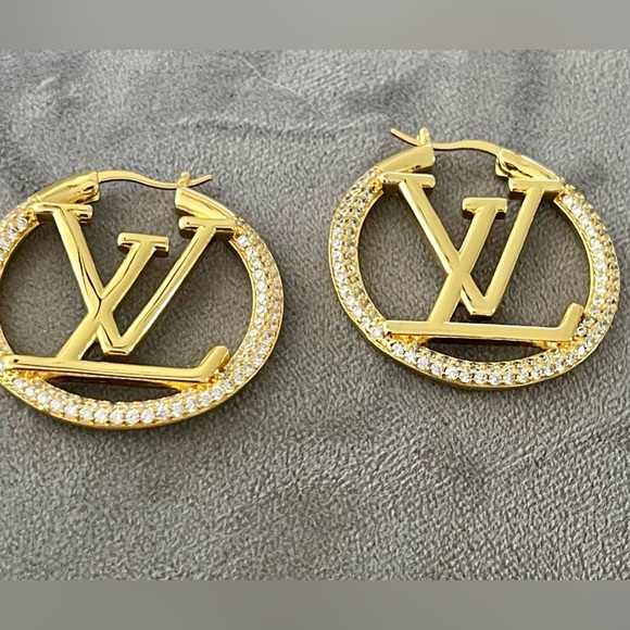 Earrings… Earrings.. LV Hoops w/Bling - Picture 4 of 4